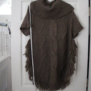 HOLIDAY SALE PRICE DROP BCBG Max Azria Cowl Neck Fringe Tunic Sweater M $150